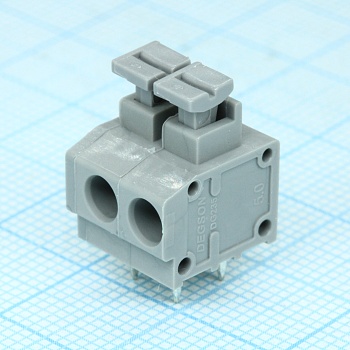 DG235-5.0-02P-11-00A(H) - Нажимной безвинтовой клеммный блок 2 контакта. Зажим типа торцевой контакт. Серия DG235-5.0