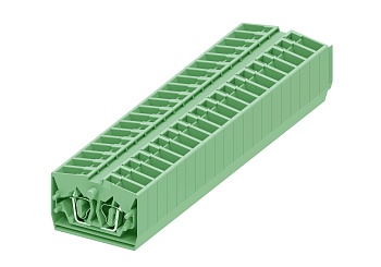 Клемма мини 254326 - Мини клемма, верхний подвод кабеля, 2 точки подключения в клемме, тип фиксации провода: пружинный, номинальное сечение: 2,5 мм кв., 24A, 800V, цвет: зеленый, тип монтажа: без фиксации