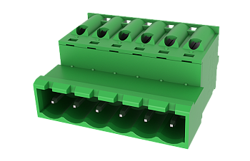 Вилочный разъем на кабель MC-PJ5.08H05P-0001 - Вилочный разъем, прямой, на кабель, шаг: 5.08 мм, 05 полюсов, фиксация провода пружинная, исполнение: стандартное, 320V, 12A, цвет: зеленый