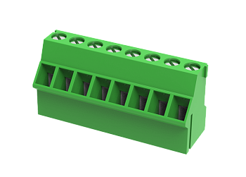 Розеточный разъем на плату MC-TF5.08C09C - Клемма, горизонтальный подвод кабеля, на плату, шаг: 5.08 мм, 9 полюсов, фиксация провода винтовая, исполнение: стандартное, 400V, 24A, цвет: зеленый