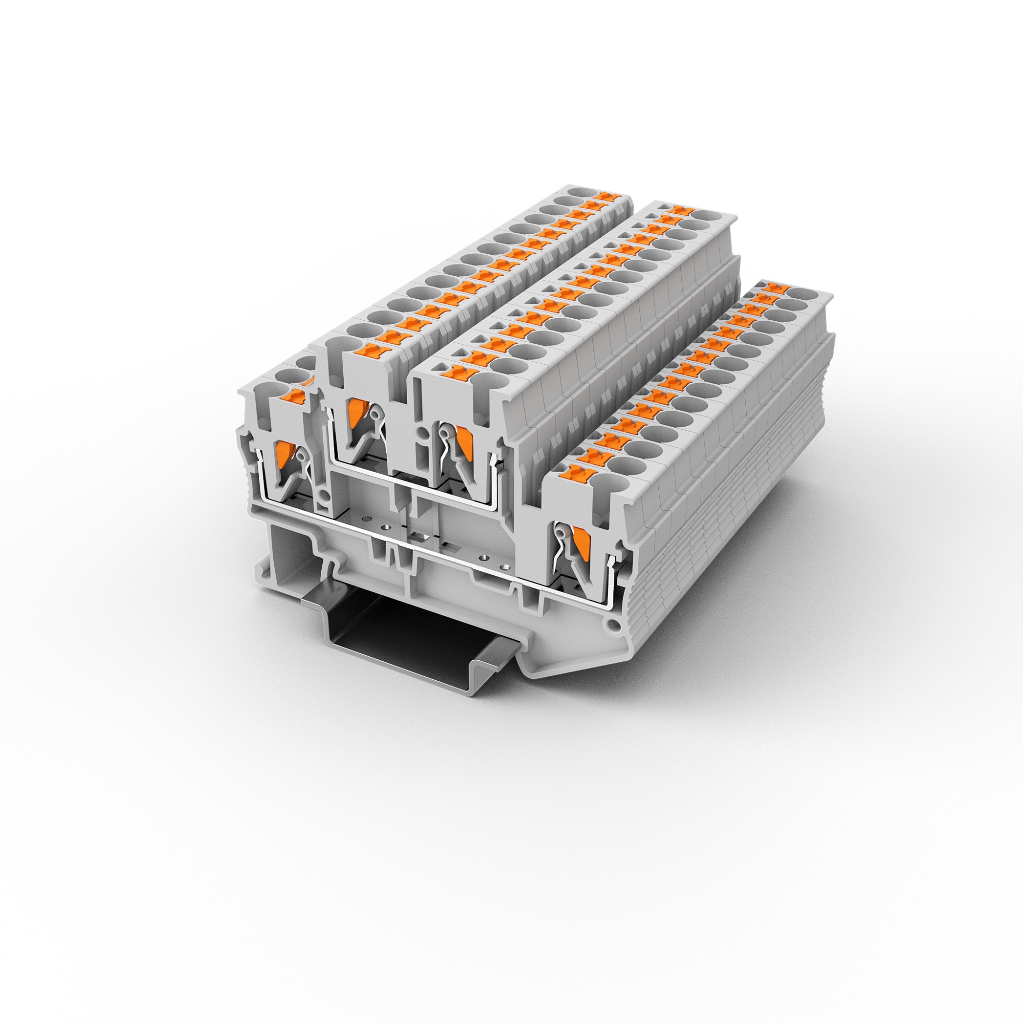 Этажная клемма UPT-2.5/2-GY - Этажная клемма, тип фиксации провода: Push-in, номинальное сечение: 2,5 мм кв., 500V, 22A, ширина: 5,2 мм, цвет: серый, тип монтажа: DIN35
