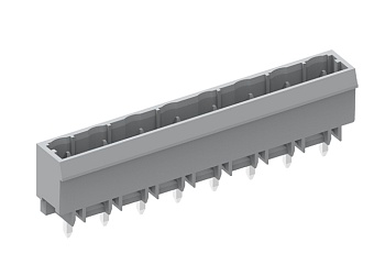 Вилочный разъем на плату 475214-04D - Вилочный разъем, горизонтальный, на плату, шаг: 7.5 мм, 14 полюсов, фиксация на плате пайкой, исполнение: длина выводов 3,8 мм, 500V, 16A, цвет: серый