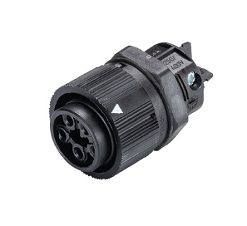 Разъем RST16I5  S B1  M03   SW - Розеточный разъем в панель М20, IP68(69k), 5 полюсов, цвет: черный, номинальные характеристики: 250/400V+PE 16A, серия gesis RST MINI