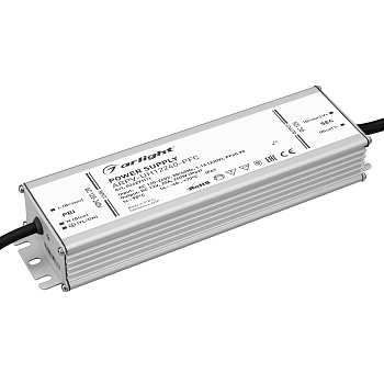 Блок питания ARPV-UH12240-PFC (12V, 20.0A, 240W) 024271(1) - Источник напряжения с гальванической развязкой для светодиодных изделий. Входное напряжение 120-240 VAC. Выходные параметры: 12 В, 20 А, 240 Вт. Встроенный PFC >0,95. Герметичный алюминиевый кор