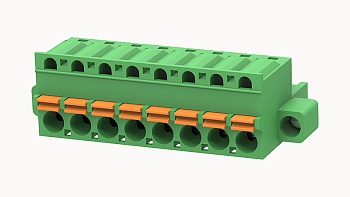 PCB розетка 2EDGKDM-5.08-08P-14 - Розеточный разъем, PCB, на кабель, прямой, с монтажными фланцами, шаг 5,08 мм, 8 полюса, сечение проводников: 0.2 - 2.5 мм кв., Push-in фиксация провода, 320V, 20А, цвет: зеленый, серия 2EDGKDM