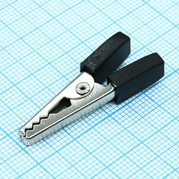 AG-026-004/B - Зажим "Крокодил" с изолятором черный, 5А