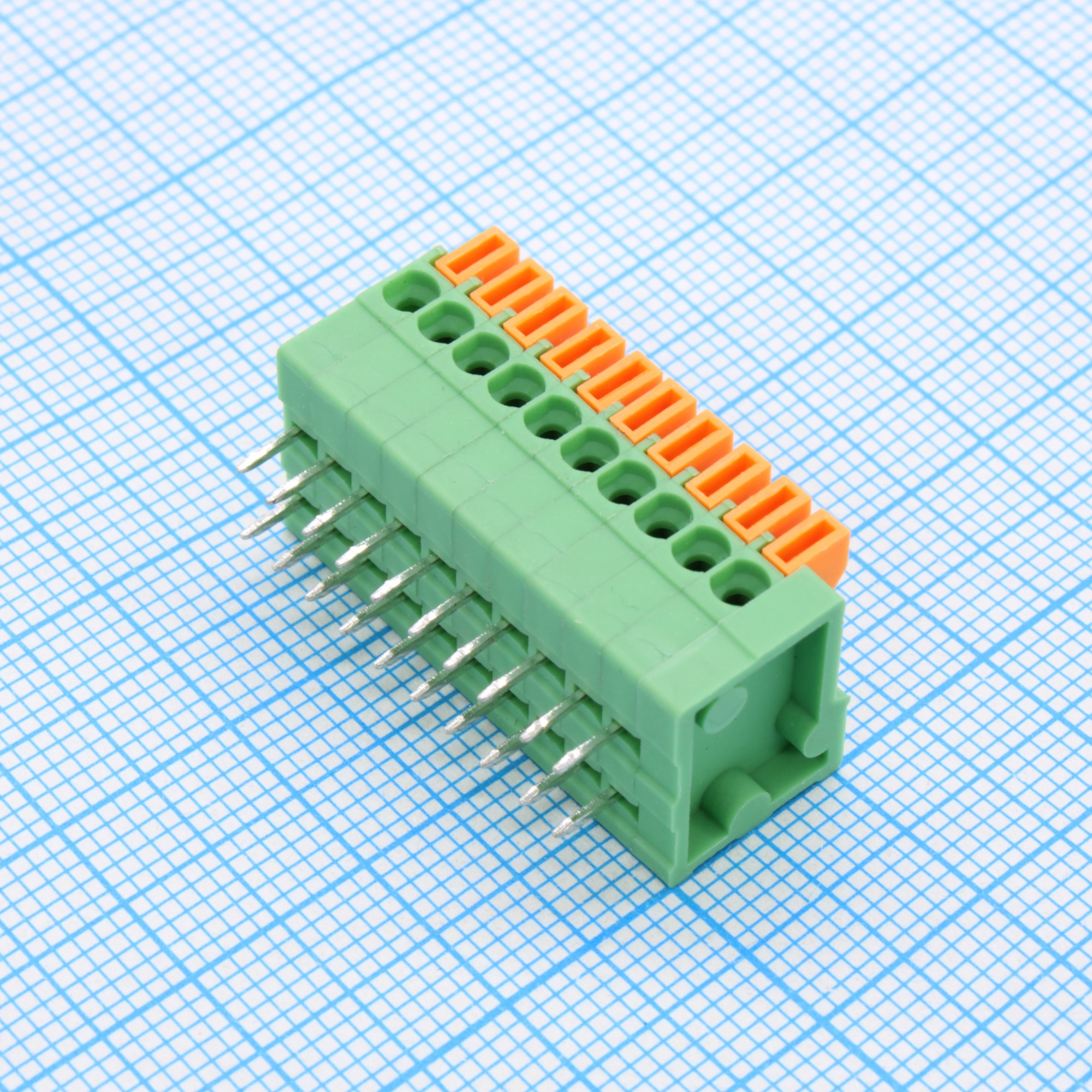 GT141R-2.54-10P-14-00 - Нажимной безвинтовой клеммный блок 10 контактов. Зажим типа торцевой контакт. Серия DG141R-2.54
