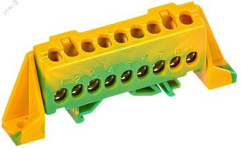 TEKFOR Шина PE земля в комбинированном DIN-изоляторе Стойка 6х9-9-ЖЗ IEK TF-NN10-09-DP-K52