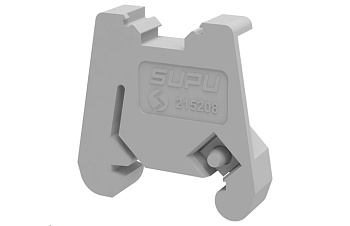 Концевой стопор 215208 - Концевой стопор на рейку DIN15, тип зажима: защелка, ширина: 5,2 мм, цвет: серый, пластик