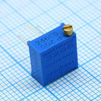 3296P-1-200LF - Потенциометр многооборотный керметный 20Ом ±10% 0.5Вт (9.53х11.55х4.83)мм монтаж в отверстие