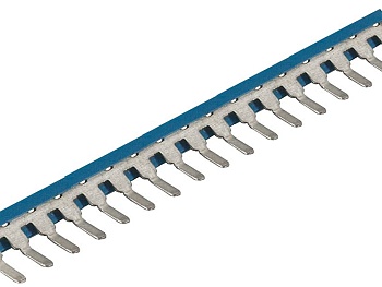 Соед. мостик  IVB WK 2,5-K-M-70 BLUE - Соединительный мостик, для установки в зажимную клетку, изолированный, угловой, толщина 0,8 мм, угловой, 70 полюсов, для клемм: WK-2,5, цвет: синий