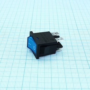 RK2-03 2X1 B/BL"0-" - Выключатель клавишный ON-OFF без подсветки цвет корпуса (черный) цвет кнопки (синий)