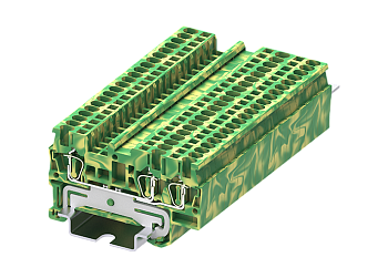 Заземляющая клемма TC1.5-3-PE - Заземляющая клемма, 3 точки подключения, тип фиксации провода: пружинный, номинальное сечение: 1,5 мм кв., ширина: 4,2 мм, цвет: желто-зеленый, тип монтажа: DIN 35