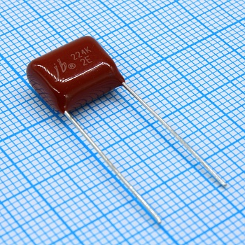 JFB02E224K100000B - Конденсатор металлоплёночный полиэтилентерефталатный 0.22мкФ 250В ±10% (14х8.5х12.5мм) шаг выводов 10мм 85°С россыпь