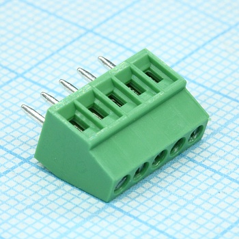 DG308-2.54-05P-14-00A(H) - Винтовой клеммный блок c рельефной обоймой, 5 контактов. Серия DG308-2.54