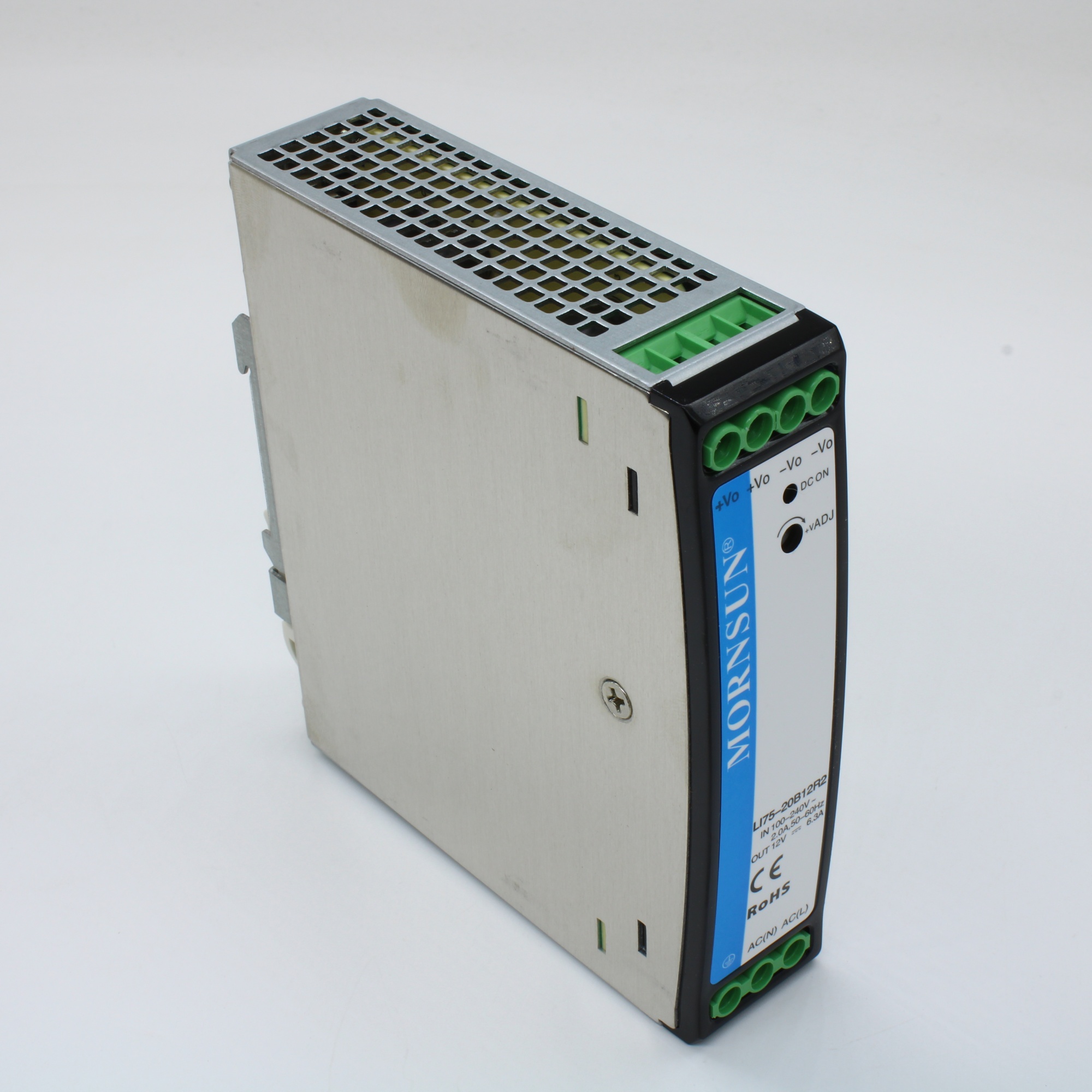 LI75-20B12R2 - Преобразователь AC-DC на DIN-рейку  75Вт, выход 12В/6.3A, вход 90…264V AC, 47…63Гц изоляция 4000В AC -30…+70°С