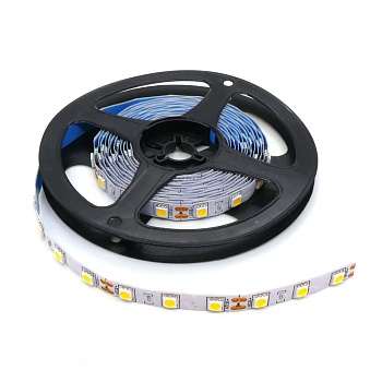 LED-лента 5050 WW/ 60 чипов /1м /12V - самоклеящаяся / белая тёплая / 60 чип диодов 5050 на метр / потребляемая мощность 14,4 Вт/м / 840 Лм/м / 2800k / 10мм