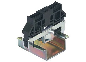 Концевой стопор WE 1/U - Концевой стопор на рейку с универсальным U-foot креплением, тип зажима: винт, ширина: 10 мм, цвет: черный, пластик/металл