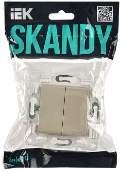 SKANDY Выключатель 2-клавишный проходной 10А SK-V05B бежевый IEK SK-V22-0-10-K10