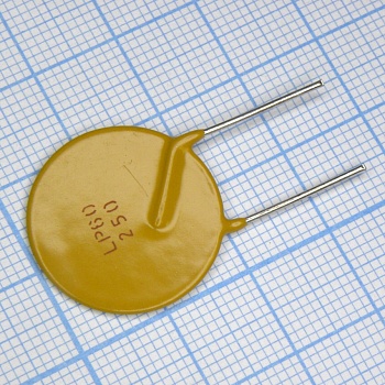 LP60-250F - Самовосстанавливающийся предохранитель PTC 2.5A(hold) 5A(trip) 60V 40A 2.5W 15.6s 0.05Ohm Radial 21.5 X 3.1mm, Bulk