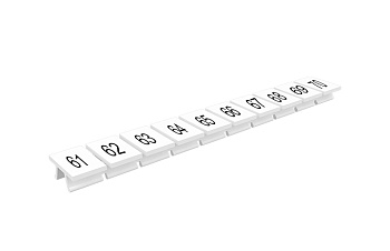 Маркировка  308801/61...70 - Маркировочные шильдики для клемм TU/TP/TC, сечением 6 мм кв., 10 шильдиков, нанесенные символы: 61…70, с горизонтальным, расположением, цвет белый