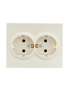 Розетка 2-м СП VESNA с заземл. ПБТ кремов. 742-0300-127B