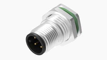 Вилочный разъем SPSH-M12A-05P-MM-SF8002 - Вилочный разъем в панель, 5 полюсов, M12, гайка спереди, монтаж на плату, 180 град., A-Code, 4А, 60V, M16*0.5, металл