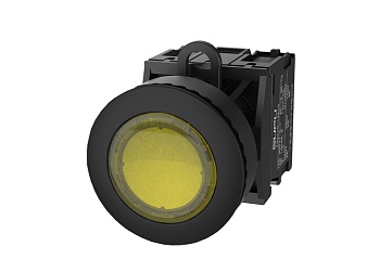 Кнопка плоская (желтая) TS2537-0AL30-S20 - Кнопка круглая плоская, с блокировкой, LED AC 220V, утопленное пластиковое переднее кольцо, с мгновенным нажатием, с контактной группой 2NO, диаметр головки кнопки 36 мм, диаметр посадочного отверстия: 22 мм, цве