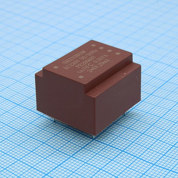 PE200607 - Трансформатор питания 0.35ВА  230В 2х6В/2х29мА  ta 70°C (EE 20/6) 15мм.