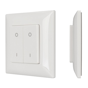 Панель SMART-P47-DIM-P-SUF (3V, 2 зоны, Knob, 2.4G) 028301 - Накладная кнопочная панель 2.4 ГГц, цвет белый. Материал - пластик. Для управления одноцветными источниками света (ШИМ), 2 зоны управления. Питание/рабочее напряжение 3VDC от батарейки CR2032. Г