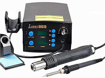 LUKEY-868 - Паяльная станция LUKEY 868 с феном-турбиной и паяльником, в пластиковом корпусе
