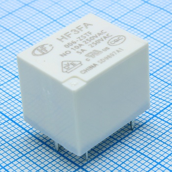 HF3FA/006-ZSTF - Миниатюрное электромеханическое реле; монтаж на печатную плату; 1CO 10A; Контакты AgSnO2; катушка 6В DС; влагозащита RTIII