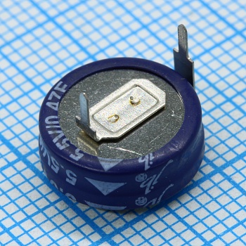 JGAH5R5D474Z105B - Ионистор стандартный мини 5,5V, 0,47F, -25...+70°C, 1000h, 11,5x6.4mm, горизонтального исполнения