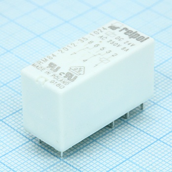 RM84-2012-35-1024 - Миниатюрное реле 8А две контактных группы-два направления катушка 24В 1440Ом степень защиты IP67