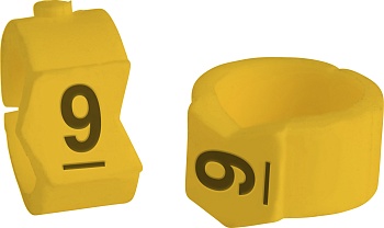 brd333509 - SCNG-36-9 клипсы жёлтые, 50шт/упак, для провода 8,6-11,1мм диаметра, легенда 9