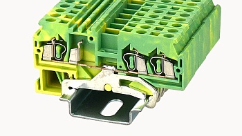 Заземляющая клемма WS2.5-TW-PE-01P-1C - Заземляющая клемма, 3 точки подключения, тип фиксации провода: пружинный, номинальное сечение: 2,5 мм кв., ширина: 5 мм, цвет: желто-зеленый, тип монтажа: DIN35