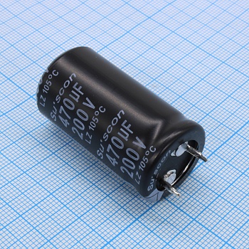 LZ200M471M400KKKYL0R - Конденсатор алюминиевый  электролитический 470мкФ 200В ±20% (22 X 40мм) защелкиваемые выводы 10мм 1580мА 2000час 105°С россыпь