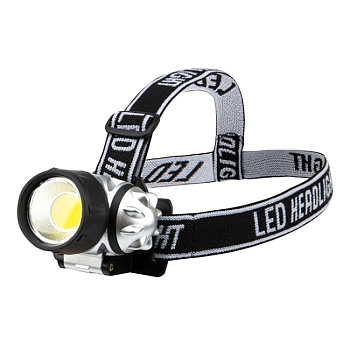 Фонарь налобный, трехрежимный, поворотный, COB 75-701 - на батарейках 3хAAA, увеличенное время работы, ремень в комплекте