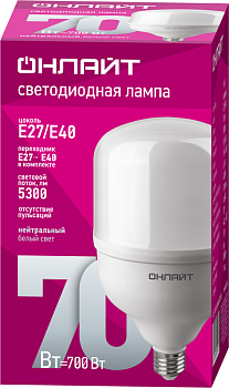 Лампа светодиодная высокомощная 82 906 OLL-T140-70-230-840-E27E40 70Вт 4000К нейтр. бел. E27/E40 5300лм 176-264В 82906