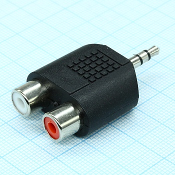 AD TRS штекер 3,5 - 2 RCA гнездо - Переходник- аудио, видео разъем с/шт 3,5 - 2 RCA.гн