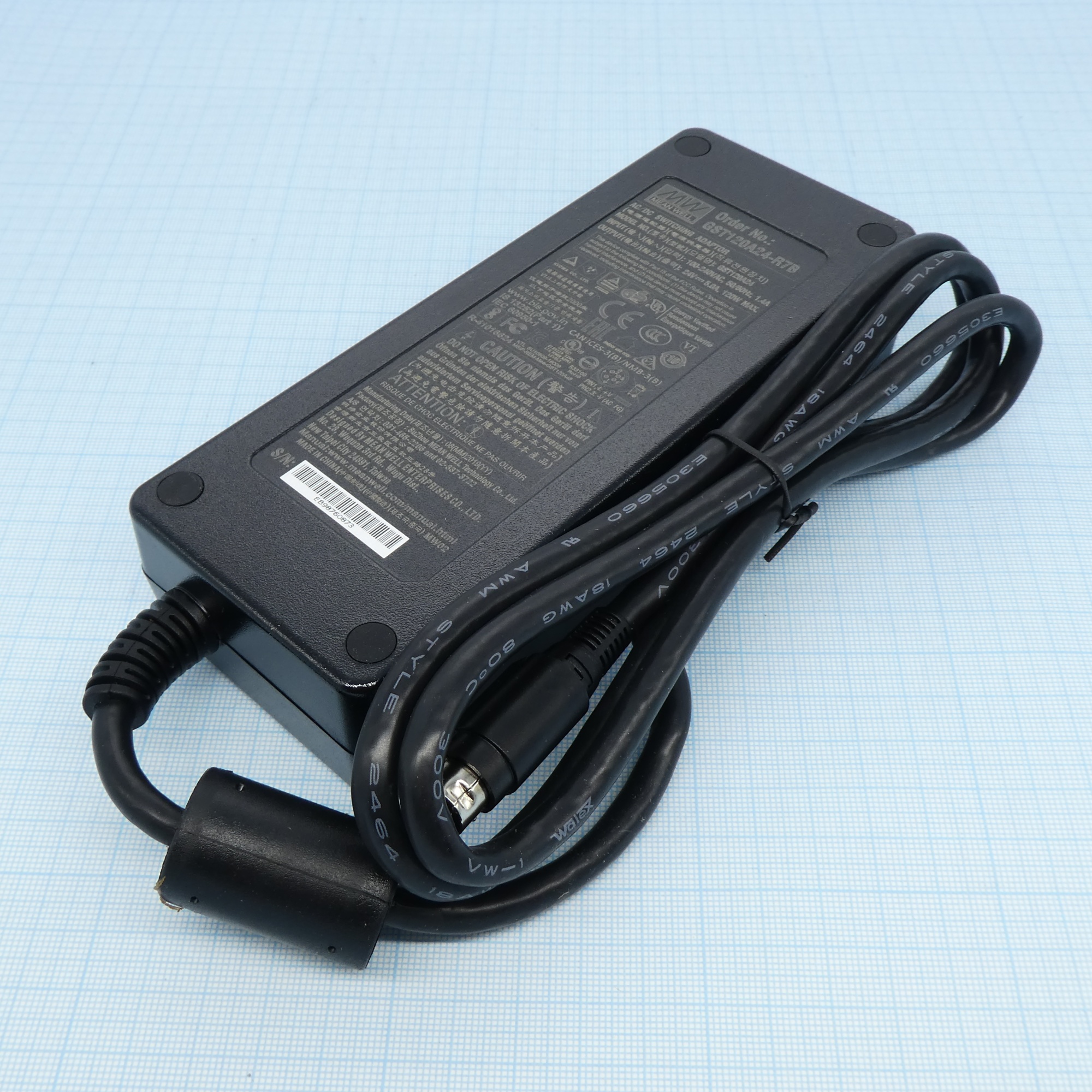 GST120A24-R7B - AC-DC, 120Вт, вход 85...264B AC 47...63 Гц, 127...370B DC, выход 24B/5A, изоляция 3000В AC, 167x67x35мм, -30...+70°С, сетевой разъём IEC320-C14, выходной разъем DIN-4P