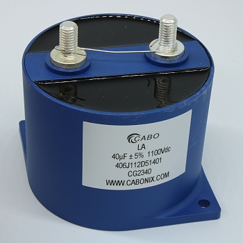 406J112D51401 - Силовой плёночный конденсатор для DC цепей 1100 В, ёмкость 40 мкФ ± 5%, ток 85 А, размер 85*65 мм.