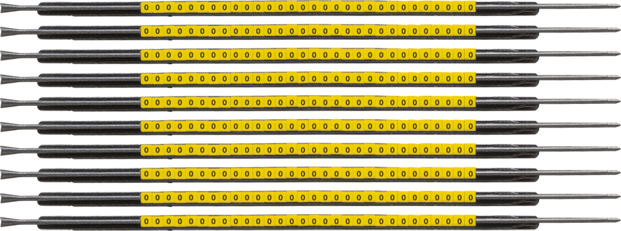 brd333050 - SCNG-05-0 клипсы жёлтые, 300шт/упак, для провода 1,4-1,8мм диаметра, легенда 0