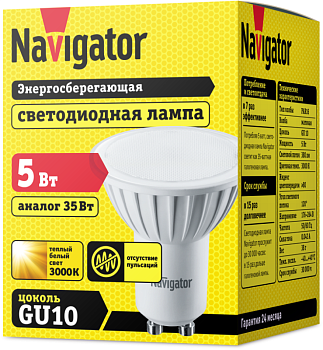 Лампа светодиодная 94 264 NLL-PAR16-5-230-3K-GU10 5Вт 3000К тепл. бел. GU10 360лм 220-240В 94264