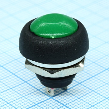 PBS-33B зеленый - Кнопка без фиксации 1А 250В OFF-(ON) круглая М12