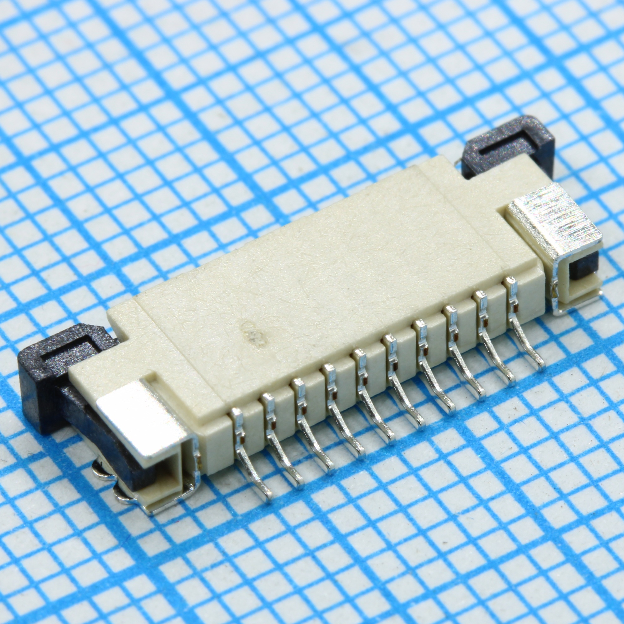 DS1020-07-10VBT1B-R - FPC разъем для шлейфа на плату, поверхностный монтаж 10pin, шаг 1.00мм (контакты сверху)