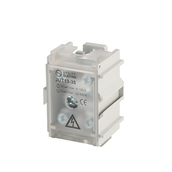 Проходная клемма JUT13-35-GY - Проходная клемма, тип фиксации провода: винтовой, номинальное сечение: 35 мм кв., 1000V, 125A, ширина: 15,2 мм, цвет: серый, тип монтажа: DIN35