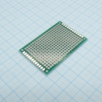 Плата макетная  40мм х 60мм - Двухсторонняя макетная плата с шагом между отверстий 2,54 мм