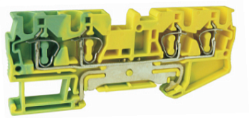 Заземляющая клемма UJ5-4/2X2JD - Заземляющая клемма, 4 точки подключения в клемме, тип фиксации провода: пружинный, номинальное сечение: 4 мм кв., ширина: 6,2 мм, цвет: желто-зеленый, тип монтажа: DIN 35