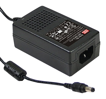 GST18A28-P1J - Адаптер настольный, AC-DC, 18Вт, вход 85...264B AC 47...63 Гц,, выход 28B/0.64A, изоляция 3000В AC, 93x54x36мм, -30...+70°С, сетевой разъём IEC320-C14, выходной разъем 11, диам. 5.5х2.1мм